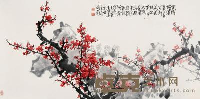 王成喜 1988年作 红梅 镜心 68×136cm