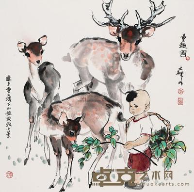 李延声 童趣图 镜心 68×68cm