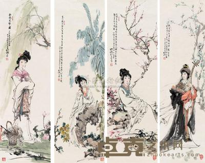 白伯骅 1987年作 四美图 镜心 109×34cm×4