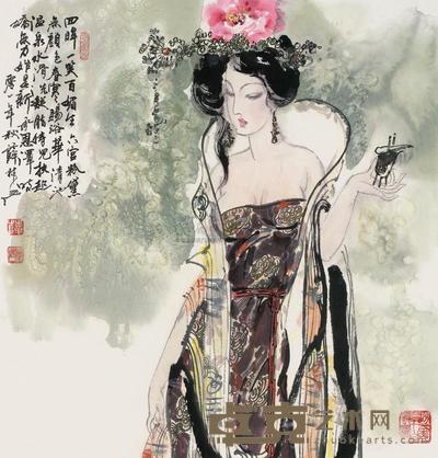薛林兴 2001年作 回眸一笑百媚生 镜框 67.5×65cm