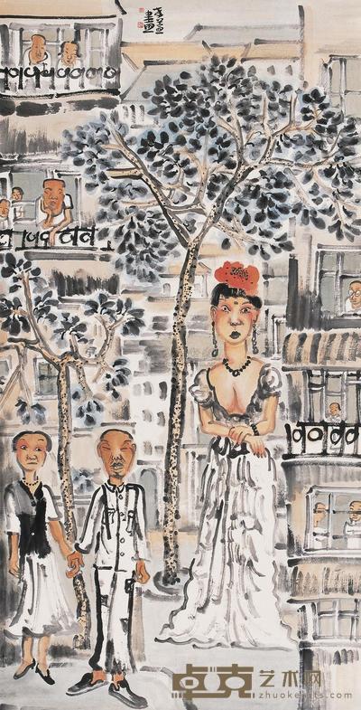 李孝萱 人物 镜心 136.5×69.5cm