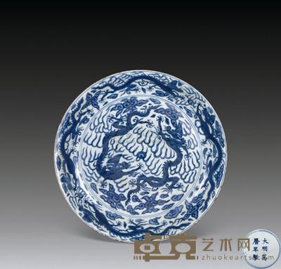 明万历 青花龙纹大盘 直径36cm