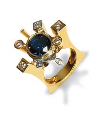 蓝宝钻石铂金戒指——“银河系”
