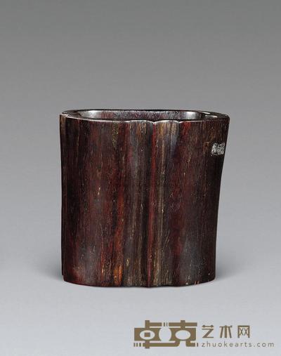 清 紫檀木笔筒 高12cm
