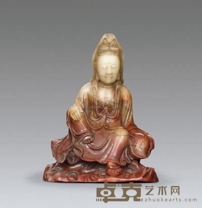 清 寿山石芙蓉石雕观音摆件 高11.7cm