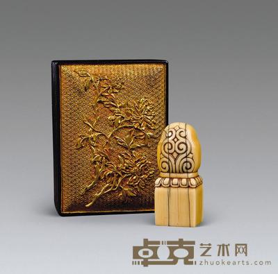 清初 象牙佛教吉语印章 高8cm