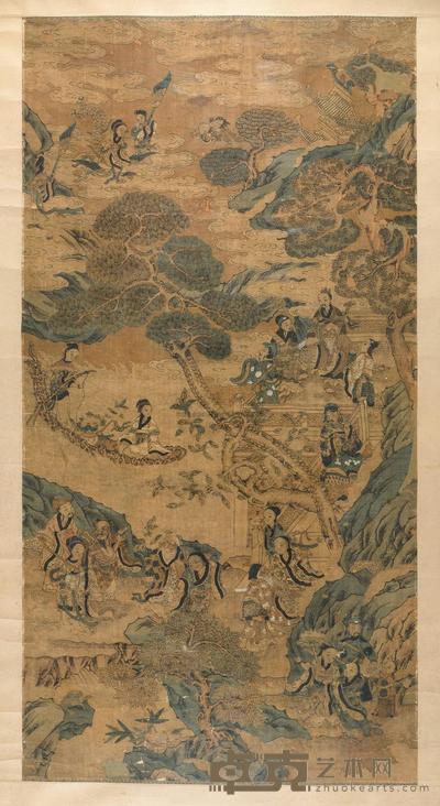 清 缂丝群仙祝寿画 高165cm；宽84cm
