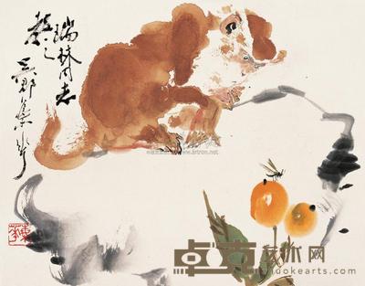 颜梅华 猴桃蜜蜂 镜心 27×36cm