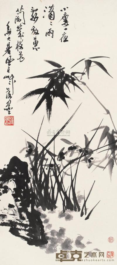 蒋凤白 1982年作 兰竹 立轴 82.5×37cm