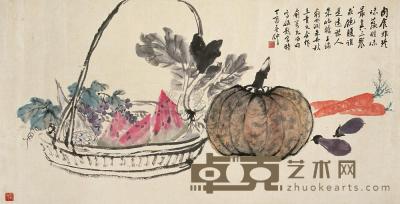 朱屺瞻等合作 1957年作 蔬果 立轴 54.5×107cm