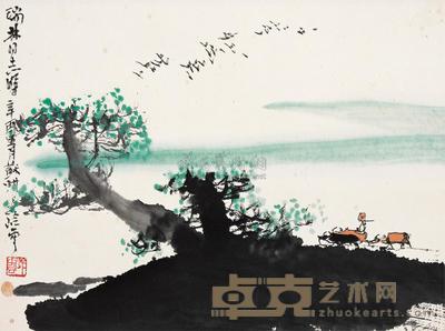 秦岭云  1981年作 归牧图 镜心 25×34cm