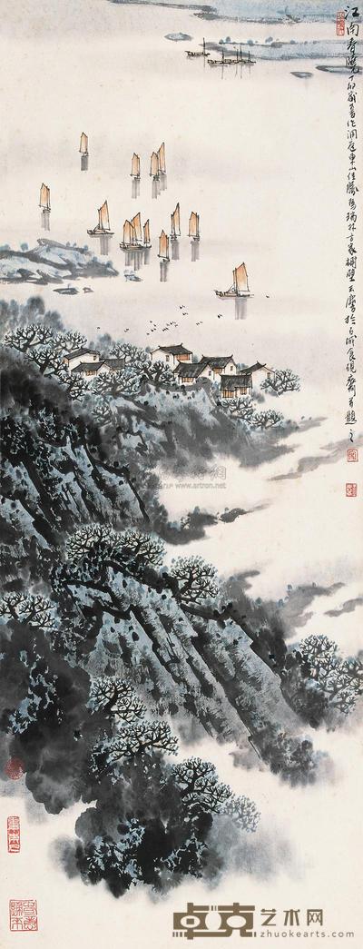 宋玉麟 1987年作 江南春晓 立轴 89×39cm