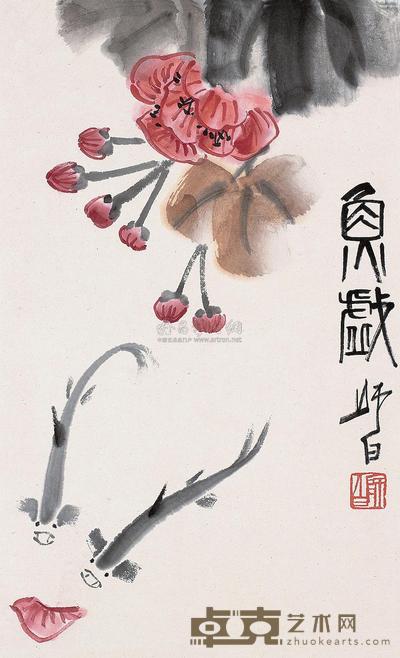 娄师白 鱼戏 镜心 40.5×27.5cm