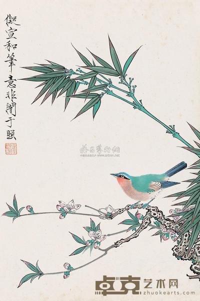 于非闇 梅竹小鸟 镜心 26×17cm