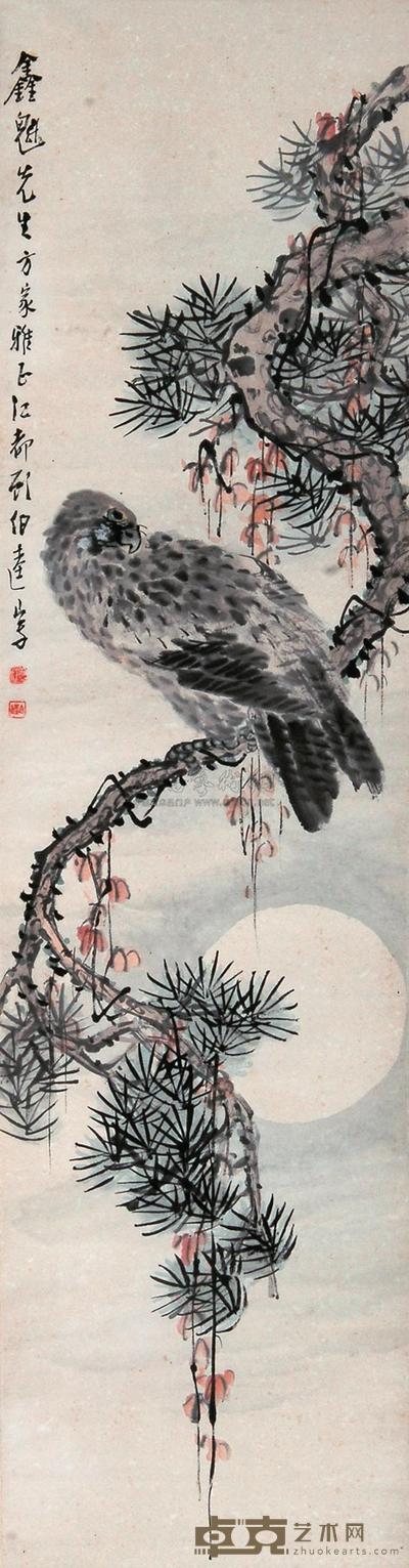 顾伯逵  松鹰图 立轴 128×33cm