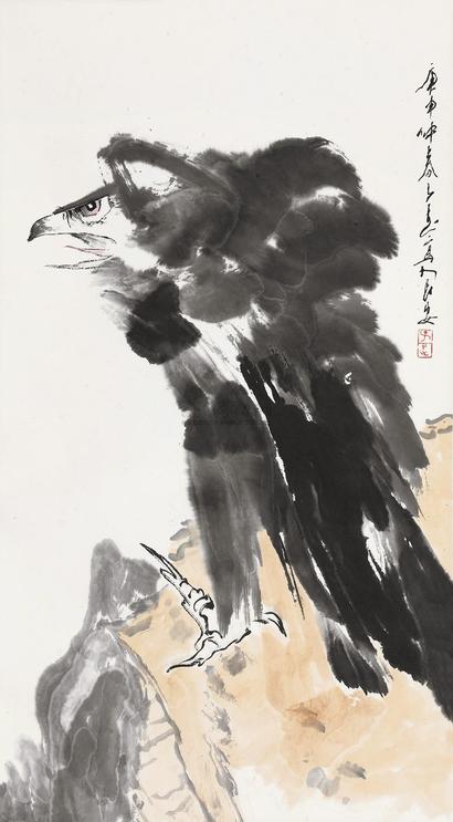 王子武 鹰 立轴