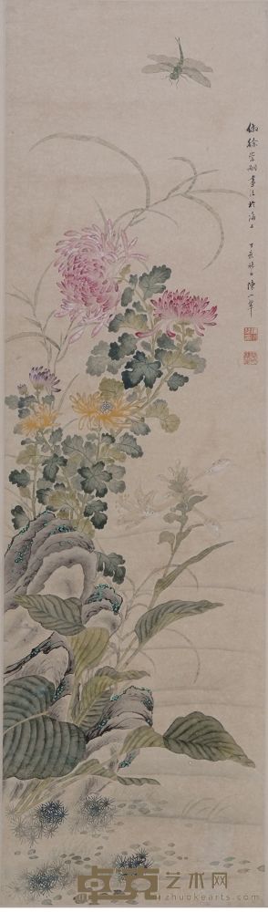 花鸟立轴 37×130