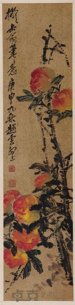 泥金花卉立轴 93×22