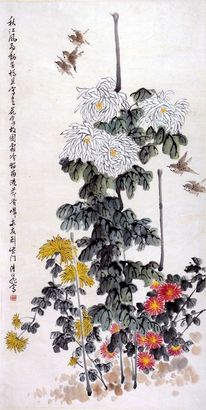 花鸟立轴
