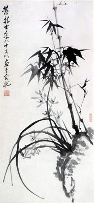 墨竹立轴