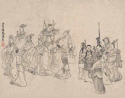 张士保 朝圣图 镜心