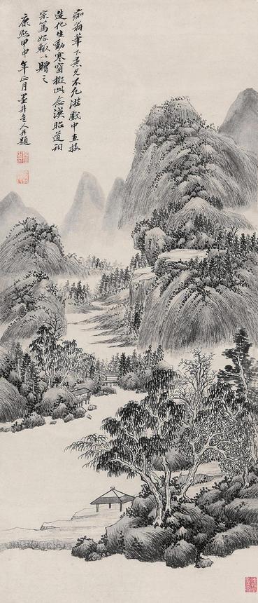 吴历 1704年作 松溪茅舍 立轴