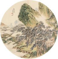 吴杏芬 辛巳（1881）年作 松阴谈道 镜框