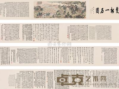 姜筠 丙辰（1916）年作 双松一石图卷 手卷 35×1063cm