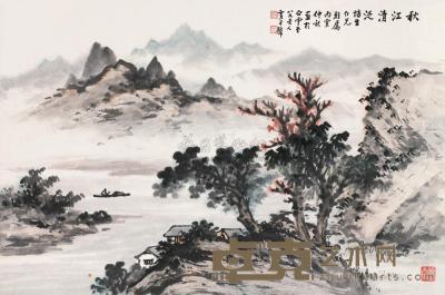黄君璧 丙寅（1986）年作 秋江清泛 镜片 45×68cm