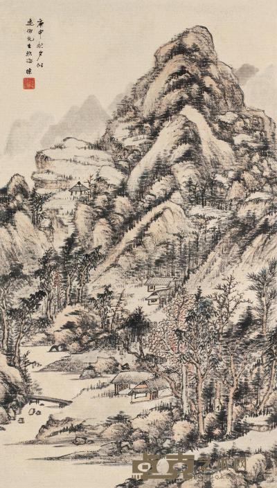 汤涤 庚申（1920）年作 溪山隐居 立轴 67×38cm