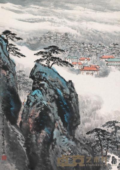 应野平 戊午（1978）年作 黄山风景 镜片 69×49cm
