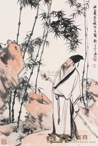 刘旦宅 乙丑（1985）年作 东坡诗意图 镜框 68×45cm