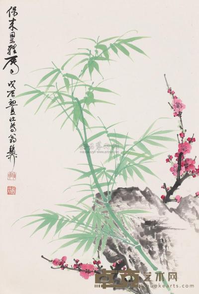 谢稚柳 戊辰（1988）年作 三清图 立轴 81×46cm