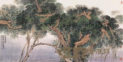宋文治 1985年作 小鸟天堂 镜片 69×138cm