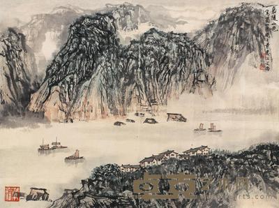 宋文治 嘉陵山色 镜片 41×55cm