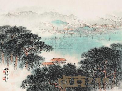 钱松嵒 1972年作 松林幽居 镜心 46×61cm