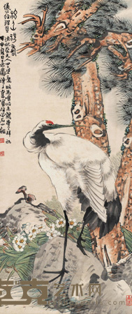 陈子奋 甲申（1944）年作 神仙祝寿 立轴 120×50cm