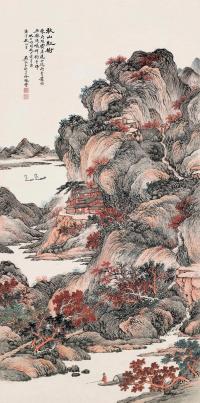 吴琴木 庚午（1930）年作 秋山红树 立轴