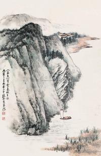 孙云生 丙寅（1986年）作 青绿山水 立轴