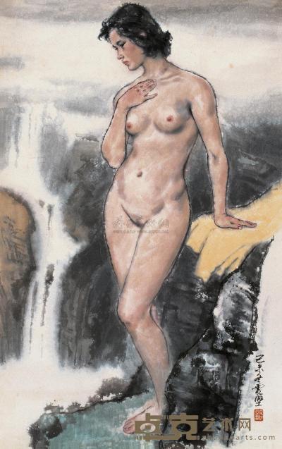 李震坚 己未（1979年）作 人物 镜框 98×60cm