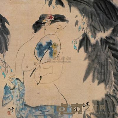 刘国辉 庚午（1990年）作 夏日 镜片 68.5×68.5cm