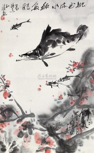 吴山明 癸酉（1993年）作 桃花流水 立轴