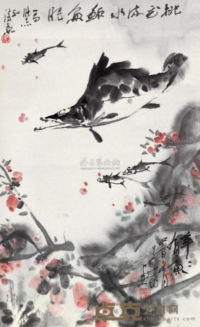 吴山明 癸酉（1993年）作 桃花流水 立轴 67.5×42cm