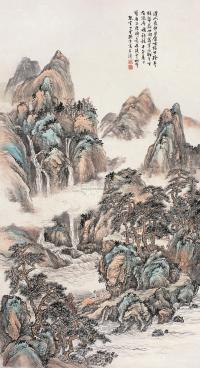 樊浩霖 壬午（1942年）作 观瀑图 立轴