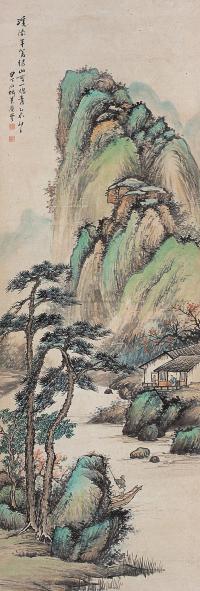 吴石僊 乙未（1895年）作 溪瀑半篙绿 立轴