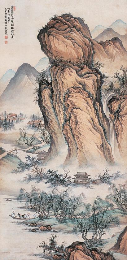 殷梓湘 乙亥（1935年）作 梅柳江春 镜片