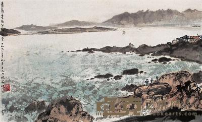 傅抱石 1961年作 青岛鲁迅公园 立轴 27.5×45.5cm