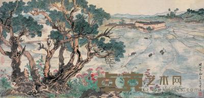 陆俨少 丁酉（1957年）作 闽西春色 镜片 44×94cm