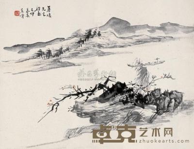 顾坤伯 己卯（1939年）作 山水 镜框 28×36cm