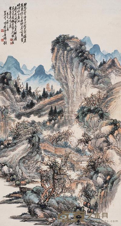 胡佩衡 戊辰(1928年)作 梅花书屋图 立轴 141.5×76cm